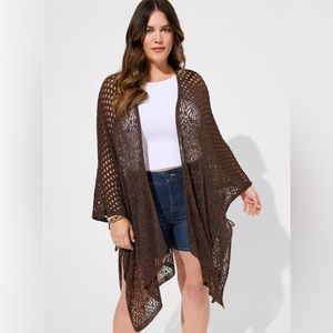 NWT Brown crochet kimono, OS